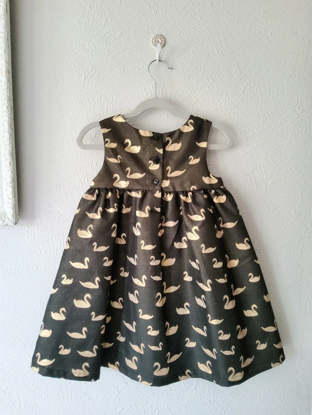 CAT & JACK - Classic Jumper/Dress Black with Gold Swans Sz. ?